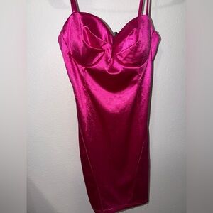 Elegant Pink Satin mini Dress